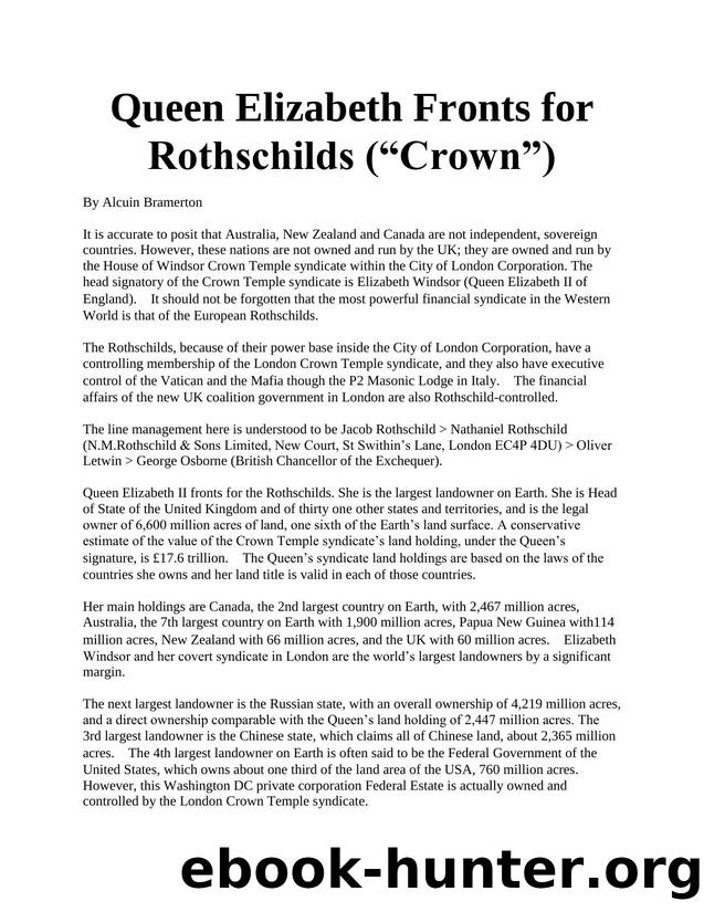 Queen Elizabeth Fronts for Rothschilds by 123ABC990 free ebooks download